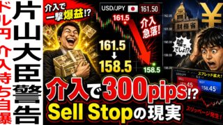 ドル円介入なら一撃300pips！？Sell Stop注文で狙う爆益トレードの現実