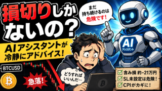 🤣MT5 AIアシスタントに損切りを相談したのに放置した結果……BTCUSD急落で2回目の相談へ 27 sdgagergaebae