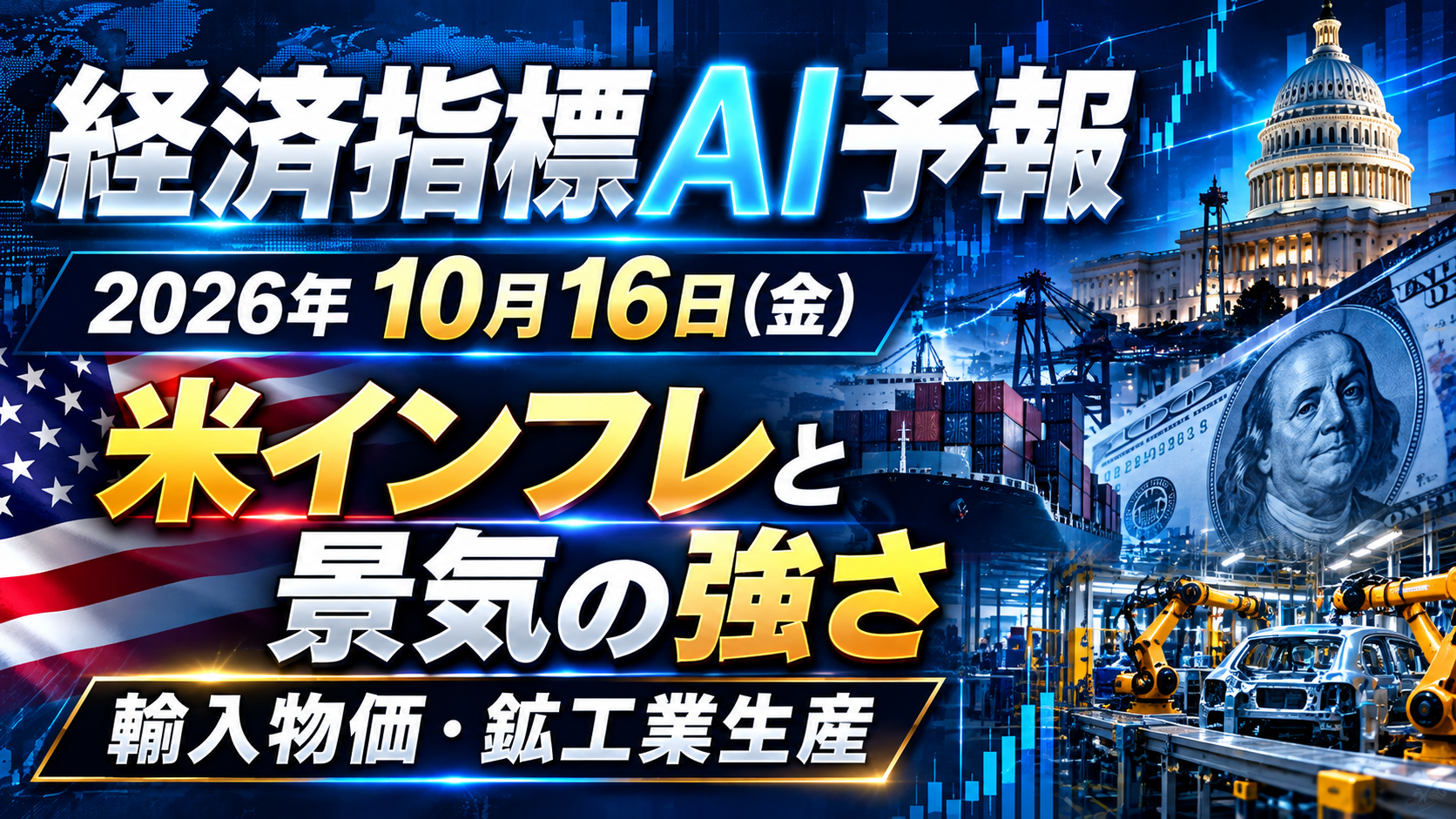 経済指標AI予報|2026年10月16日(金)米国の物価と生産活動に注目 24 dfsafas